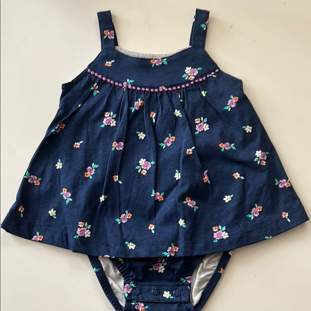 Blue and Pink Floral Baby Girl Summer Outfit Size 12 Months